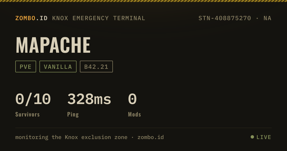 Mapache · Project Zomboid Server · zombo.id