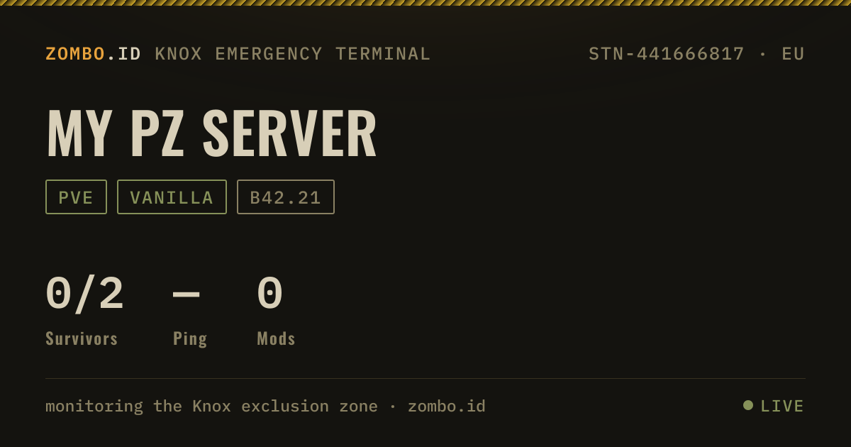 My PZ Server · Project Zomboid Server · zombo.id