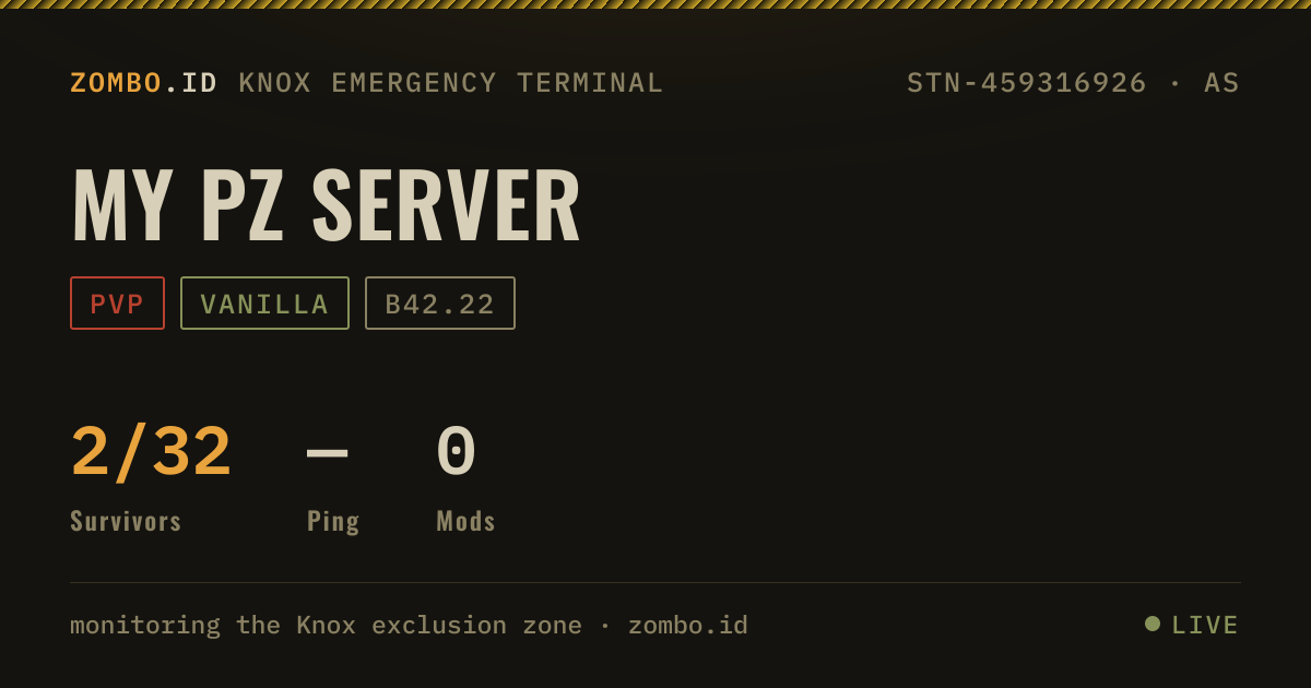 My PZ Server · Project Zomboid Server · zombo.id
