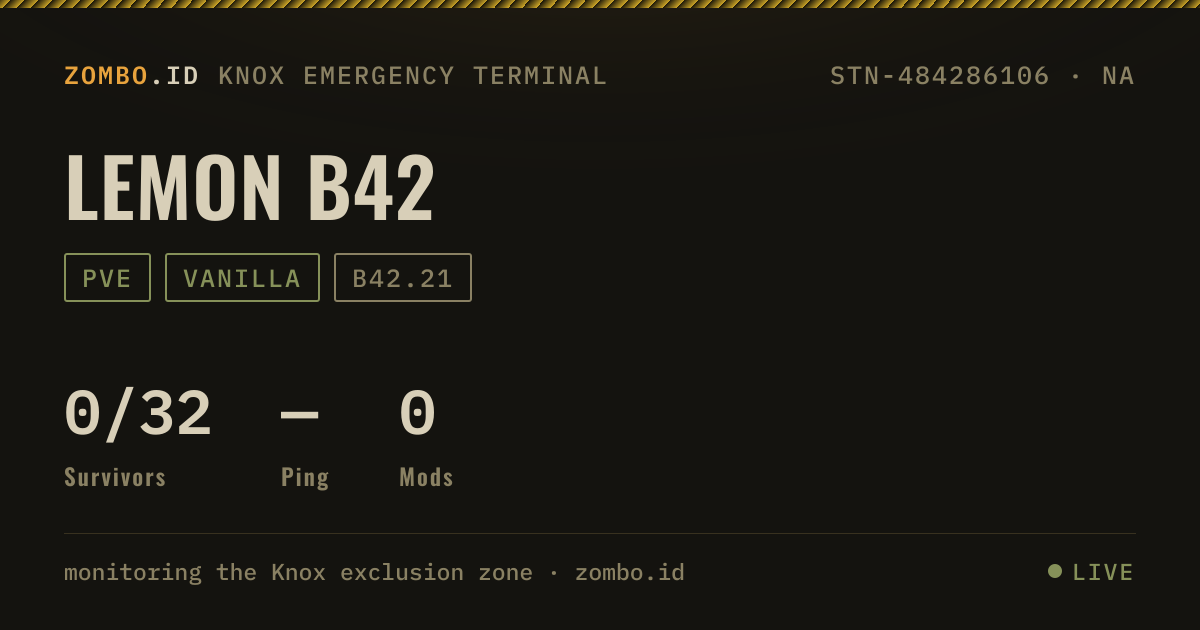 Lemon B42 · Project Zomboid Server · zombo.id