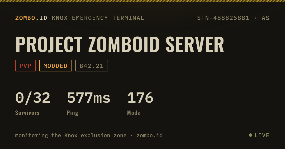 당근좀보 · Project Zomboid Server · zombo.id