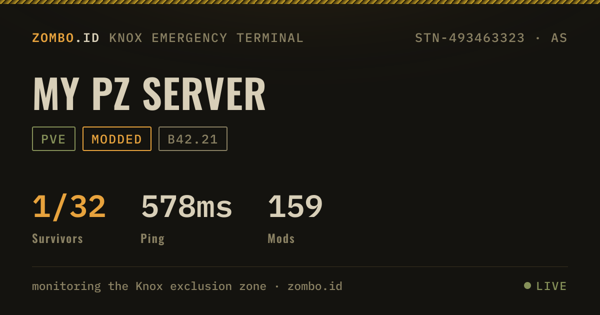 My PZ Server · Project Zomboid Server · zombo.id