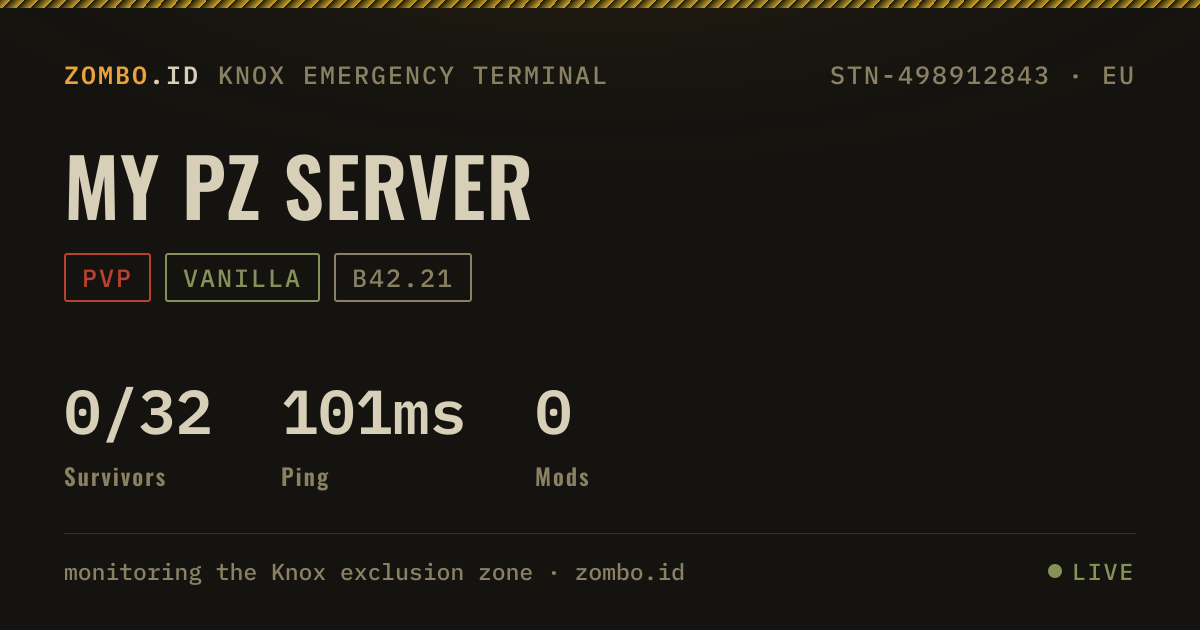 My PZ Server · Project Zomboid Server · zombo.id