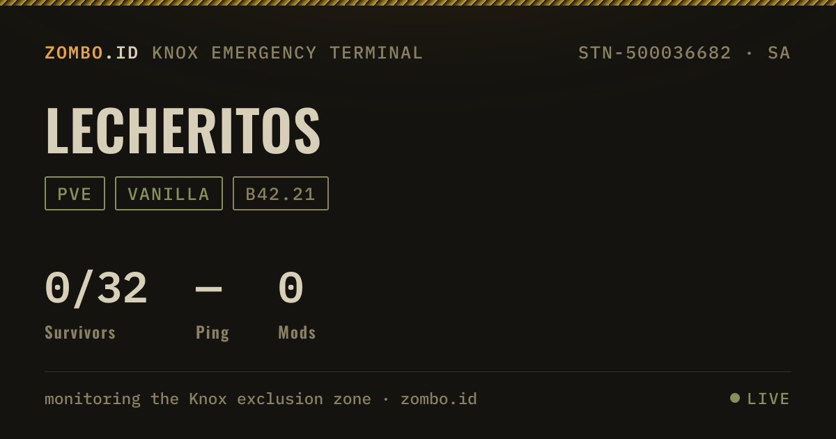 Lecheritos · Project Zomboid Server · zombo.id