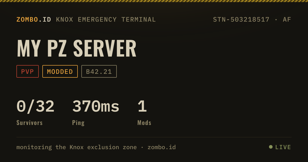 My PZ Server · Project Zomboid Server · zombo.id